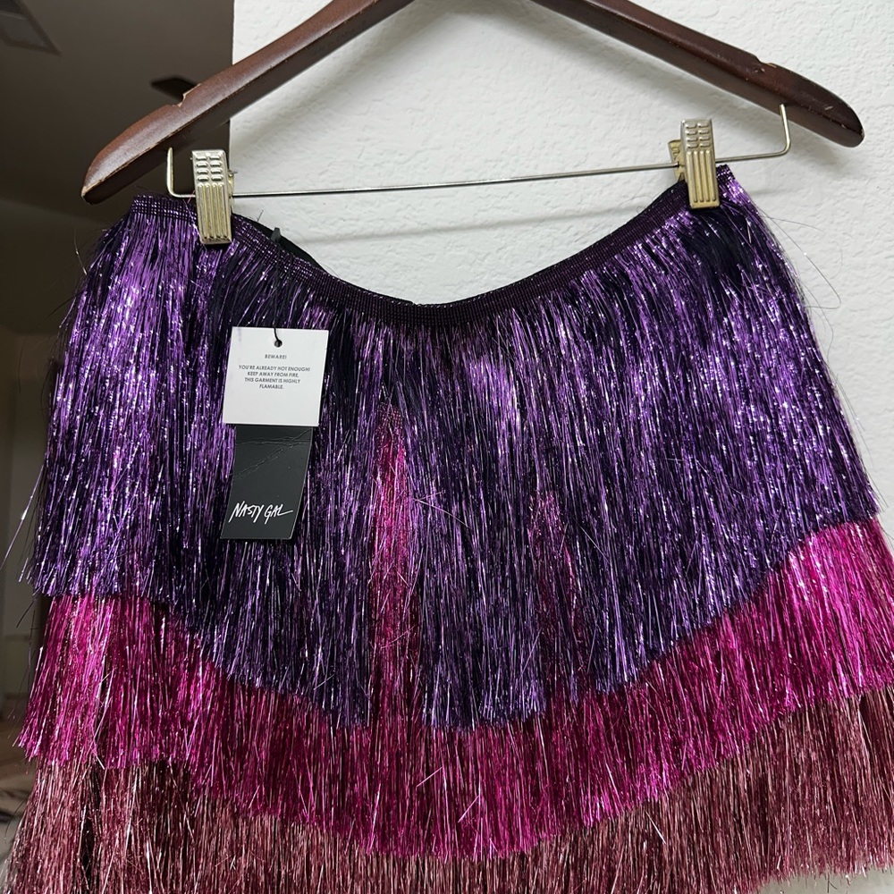 Nasty Gal Purple and Pink Fringe Skort